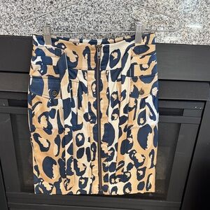 Diane Von Furstenberg Navy and Tan Pencil Skirt